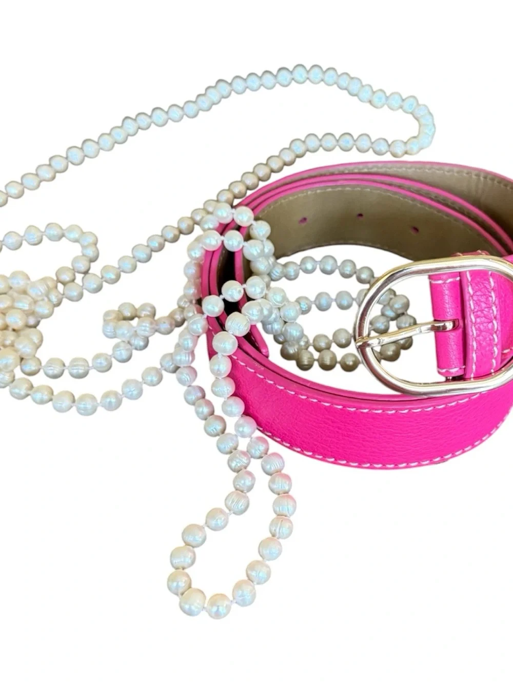 Talbots Pretty in Pink Belt| Gold Hardware| Preppy Belt M
